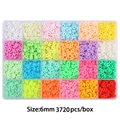 24 Farben 6mm Heishi Tonperlen-Set mit 3720 Stück in einer transparenten Aufbewahrungsbox - Pastellfarben / 6mm