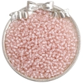 Perline di vetro traslucide rosa chiaro in un vassoio d'argento per gioielli DIY - Confezione da 10g / Rosa chiaro