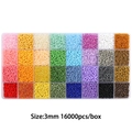 DIY jewelry kit with 16000pcs 3mm rainbow glass seed beads in a 28-grid organizer box - 3mm (15g Per Grid) / 32 Grids Mixed Color Beads