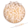 Perles de verre DIY couleur blanc crème avec mouchetures orange et or pour bijoux faits main - Env. 50 Pièces/Paquet (8mm) / Beige à Points Oranges (#47)