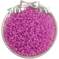 Perline di vetro sfaccettate rosso rosa per gioielli fai-da-te in vassoio d'argento - Confezione da 10g / viola rosa