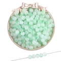 Perles rondes en verre vert clair translucide pour la création de bijoux DIY - 50 Pièces/Paquet (8mm/Trou env. 1.5mm) / Vert Clair Translucide (#57)