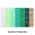 28-Raster-Box mit 4120 grünen Heishi-Perlen und goldenen Anhängern für DIY-Schmuck - Verlaufsfarben loses Perlenset / 6mm (Ca. 4120 Stück/Box) / Verlauf Grün