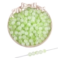 Perles rondes en verre dégradé vert translucide pour création de bijoux DIY en bol - 50 Pièces/Paquet (8mm/Trou env. 1.5mm) / Dégradé Vert Clair (#60)