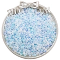 Iridescent light blue and white 4mm glass seed beads in a silver bow tray for DIY jewelry - NB Blue Series