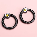 Black and white heart spring ring keychain clasp alloy diy jewelry accessory - Black