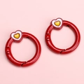 Red heart enamel alloy O-ring spring clasps for DIY keychains and bag accessories - Red