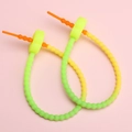 Adjustable 21cm gradient silicone plum bead ties in vibrant orange, yellow, and green - 21cm / Yellow Green Head