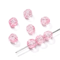 Pink 6mm faceted acrylic crystal beads on a silver needle for DIY jewelry making - 6mm / 300 Pieces/Pack (Aperture approx 1mm) / Pink
