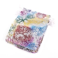 Bolsas de organza blanca para joyas con diseño de coral dorado y cierre de cordón - 7x9cm (50 Piezas/Paquete) / Blanco