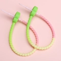 Green and pink gradient plum blossom silicone toy strap with beaded texture - 21cm / Green Head