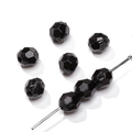 Faceted 6mm black acrylic crystal beads with pre-drilled holes for DIY jewelry making - Black