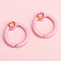 Anneau ressort rose en forme de cœur émaillé pour porte-clés et accessoires DIY - Rose