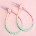 Two-pack gradient silicone plum flower keychain straps in pastel macaron colors - 21cm / Orange Pink Head