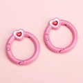 Porte-clés anneau ressort rose avec pendentif cœur rouge pour création de bijoux DIY - Rose foncé