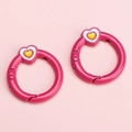 Boucle à ressort cœur rouge rose pour porte-clés DIY accessoire en lot de 2 pièces - Rose rouge