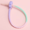 Plum flower silicone key ring with purple and pink macaron gradient and beaded texture - 21cm / Purple Head