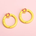 Anneaux à ressort en forme de cœur jaune et émail rose pour porte-clés DIY - Jaune