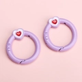 Paire de porte-clés cœur violets avec anneaux à ressort pour la création de bijoux DIY - Violet