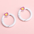Charm anneau à ressort cœur rose et jaune pour porte-clés DIY et création de bijoux - Blanc