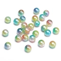 Mixed iridescent ABS pearl round beads with pre-drilled holes for DIY jewelry making - Purple Blue Series