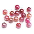 Polished pink gradient ABS faux pearl round beads with holes for DIY jewelry - Pink Brown