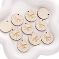 Round wooden craft charms with Shine On engraving and sunburst pattern in natural finish - Round - Shine On (#04) / 5 Pieces/Pack (25mm) / Natural Wood Color