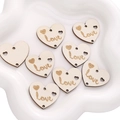 Handmade heart-shaped wooden tags with Love engraving and dual holes in natural wood color - Heart Shape - Love (#05) / 5 Pieces/Pack (28x25mm) / Natural Wood Color