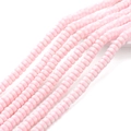 Perline piatte in argilla polimerica a righe rosa e bianche per creazione gioielli DIY - 6x3mm Foro circa 1mm 39cm/Filo circa 110pz / Colore Chiaro
