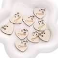 Heart-shaped wooden tags with Dream engraving and star pattern, set of 10 pieces - Heart Shape - Dream (#06) / 5 Pieces/Pack (28x25mm) / Natural Wood Color