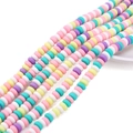 Flat round polymer clay beads in macaron pink, mint green, and lavender for DIY crafts - 6x3mm 39cm/Strand Approx 115 Beads / Macaron Series