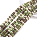 Flat polymer clay beads in brown, cream and olive green for DIY bracelet making - 6x3mm 39cm/Strand Approx 115 Beads / Green Series