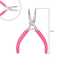 Alicates de punta plana para joyería con mango rosa y guía de 12 cm para manualidades - Alicates de Punta Curva (Sin Dientes) / 1 Pieza (12cm) / Rosa