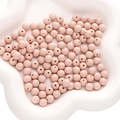 Matte pale pink 8-10mm acrylic frosted round beads for DIY bracelet jewelry making - Dried Orange Rose