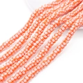 Perle piatte tonde a strisce arancioni e bianche in argilla polimerica per gioielli fai da te - 6x3mm Foro circa 1mm 39cm/Filo circa 110pz / arancio-rosso