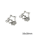 Antik-silberner Sternanhänger 16x18mm Sternschnuppe für DIY-Schmuckherstellung - Regenbogenstern
