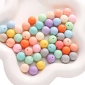 Matte Macaron-Silikonperlen für DIY-Schmuck und Schnullerketten in diversen Pastellfarben - Zufällige Mischfarben (50g/Packung) / 12mm (Loch ca. 1.5mm, ca. 55 Stück)