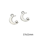 Versilberter Halbmond- und Stern-Anhänger aus Legierung für DIY-Schmuck 17x11mm - Mond Stern