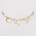 Bracciale placcato oro con perle rosa e ciondoli a luna per creazione gioielli - 1 Pezzo/Confezione / Stile 06 Catena Dorata