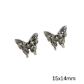 Silberner Vintage Schmetterlingsanhänger für DIY-Schmuck, 15x14mm mit antikem Finish - Schmetterling