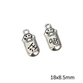 Antik-silberne Pillen-Anhänger mit Katzenpfote und Motiv-Gravur, Größe 18x8,5mm - Haustiermarke
