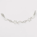 Bracciale in argento con ciondoli a stella e luna e pietre di zircone bianco su bianco - 1 Pezzo/Confezione / Stile 09 Catena Argentata