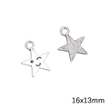 Antike silberne Sternanhänger für Schmuckherstellung mit Augenzwinkern, 16x13mm - Lächelnder Stern