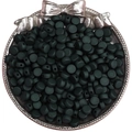 Perles plates rondes en acrylique vert foncé mat pour bracelets et bijoux artisanaux - 50 Pcs/Paquet / Noir