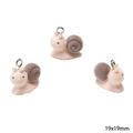 Pink and grey flocked snail charms for DIY jewelry making, 19x19mm size with metal loops - Snail (19x19mm) (1 Piece/Pack)