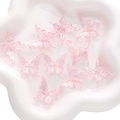 DIY colorful 25mm pink translucent 3D butterfly resin charms with Aurora pearlescent finish - 20 Pieces/Pack (25x25mm) / Pink
