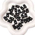 Glossy black bear acrylic pendant with silver metal ring for DIY jewelry making - 11x21mm (5 Pieces) / Black