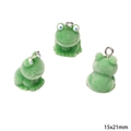 Green flocked frog animal charm with silver ring for DIY jewelry making 15x21mm - Frog (15x21mm) (1 Piece/Pack)