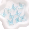 Set of 9 iridescent blue butterfly charms for DIY jewelry making and hair accessories - 20 Pieces/Pack (25x25mm) / Blue