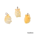 Cute 12x20mm light yellow flocked mouse pendant with silver metal ring for DIY jewelry - Hamster (12x20mm) (1 Piece/Pack)